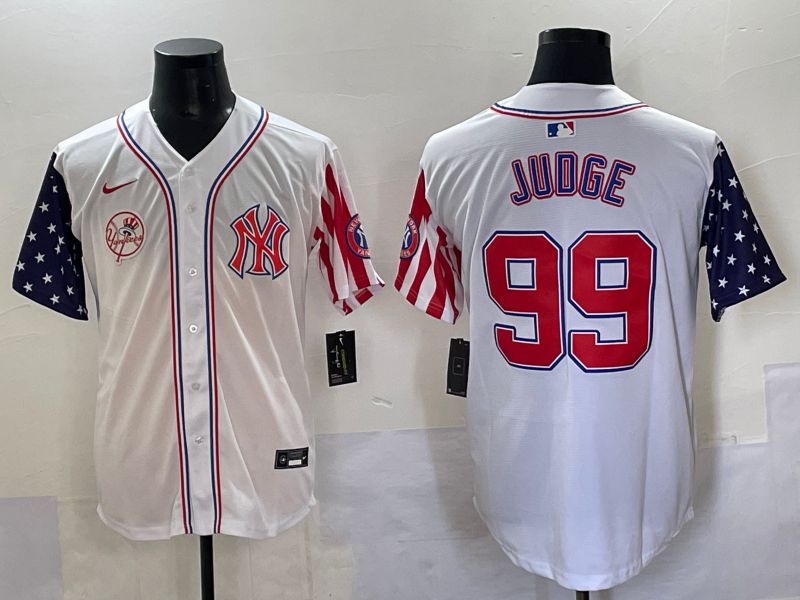 Men New York Yankees #99 Judge White a generation of national flags Jointly Name 2025 Nike MLB Jersey style 8->new york yankees->MLB Jersey